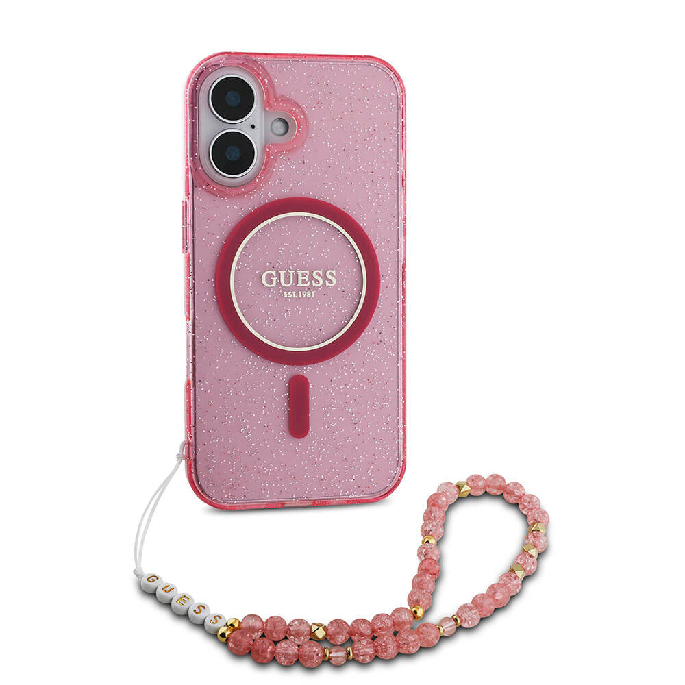 Guess iPhone 16 Plus Orjinal Lisanslı Magsafe Şarj Özellikli Simli Silikon İnci Bileklikli Telefon Kılıfı - 11 Guess iPhone 16 Plus Orjinal Lisanslı Magsafe Şarj Özellikli Simli Silikon İnci Bileklikli Telefon Kılıfı - 11